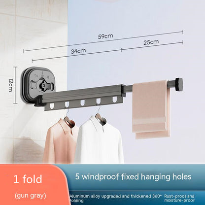 Suction Cup Folding Clothes Aluminum Hanger / Drying Rack